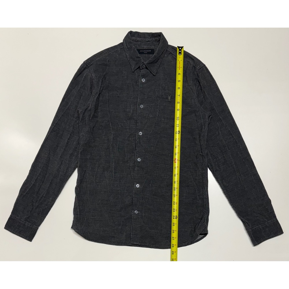 AllSaints Lorella LS Shirt Graphite Blue Mens Small Corduroy Button Down MS001Y